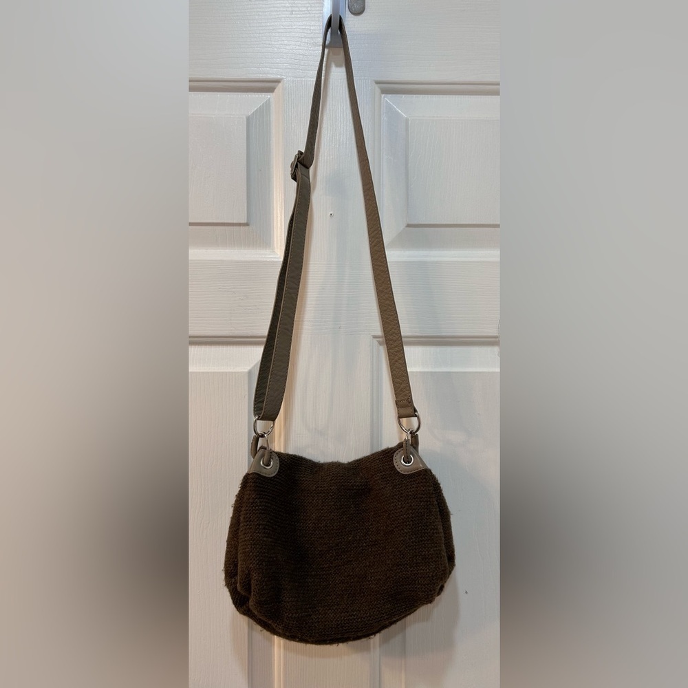 J. Jill Wool Infused Hobo Bag Adjustable Leather Strap Magnetic Snap Close - Picture 2 of 11
